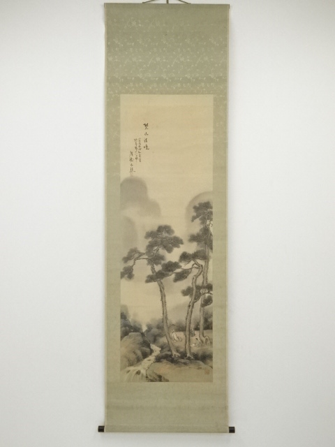 JAPANESE HANGING SCROLL / HAND PAINTED / SCENERY (1922)